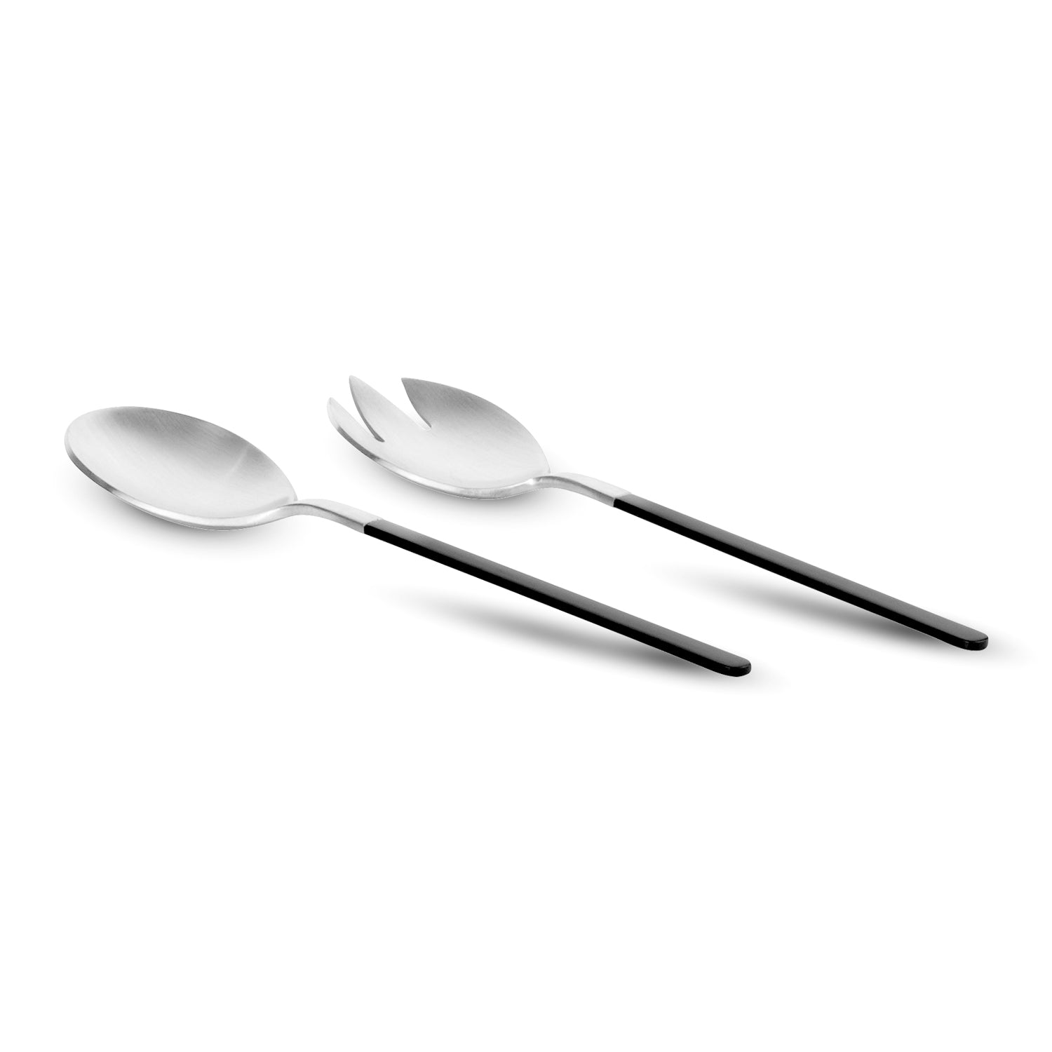 Kimono Stainless Steel Salad Servers with Black Handles