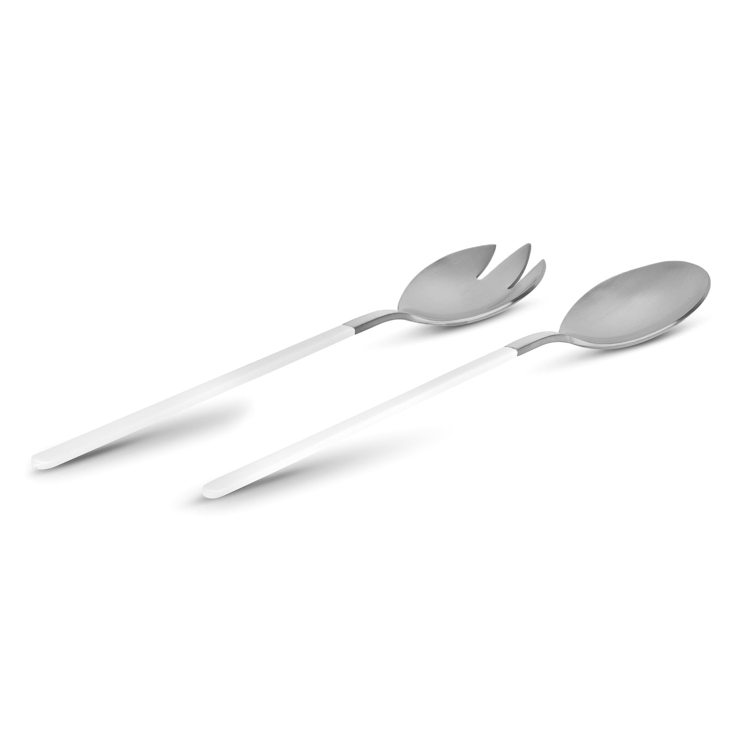 Kimono Stainless Steel Salad Servers with White Handles