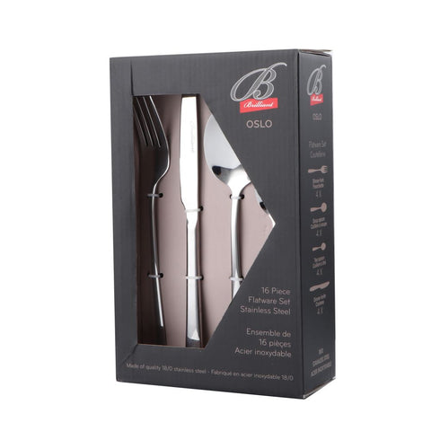 Image of Oslo Stainless Steel Flatware Cutlery Set for 4, 16 Pieces