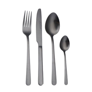 Oslo Stainless Steel Black Flatware Cutlery Set for 4, 16 Pieces