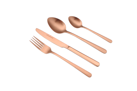 Image of Oslo Stainless Steel Copper Flatware Cutlery Set for 4, 16 Pieces
