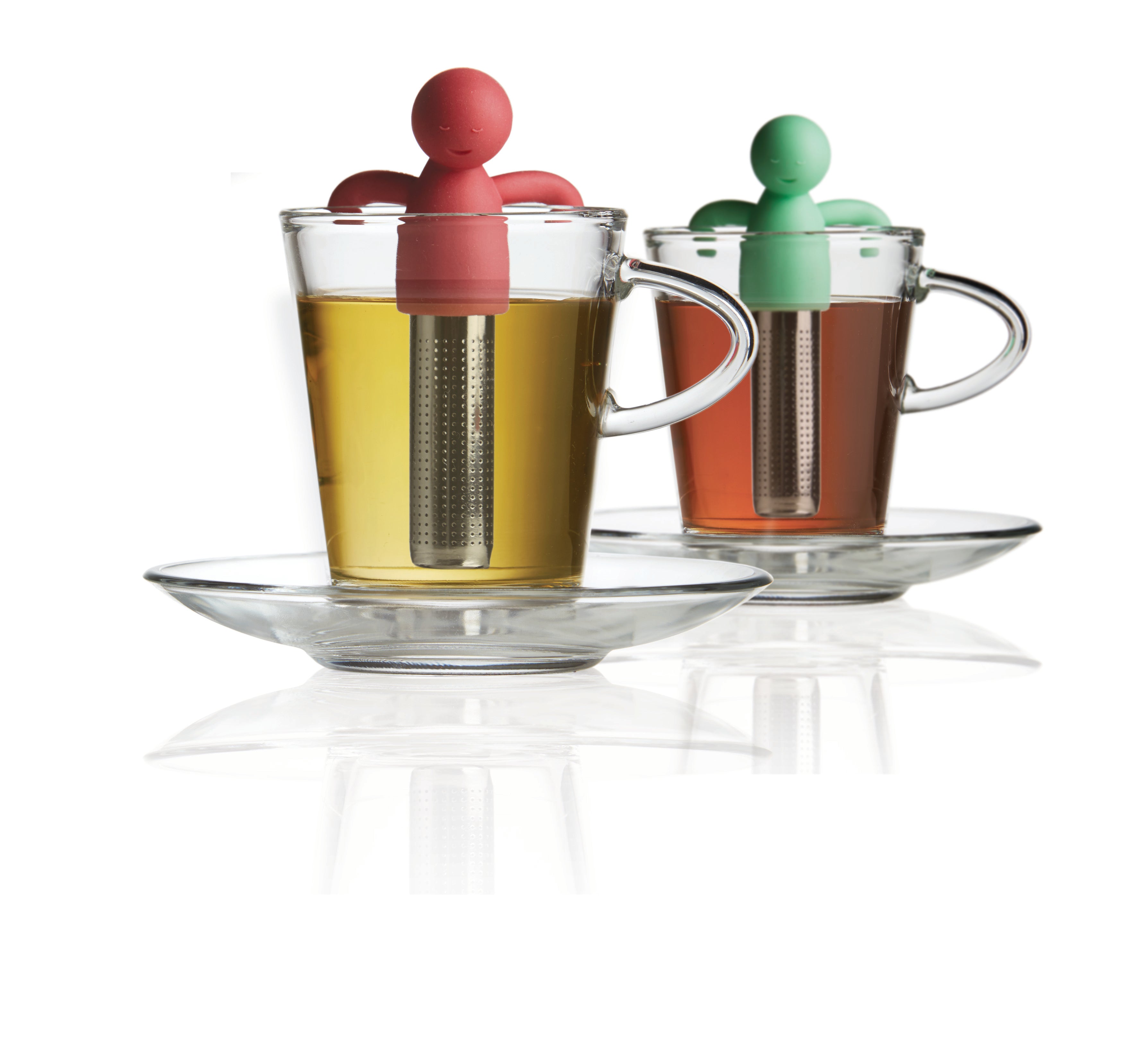 Brilliant - Tandem Tea Set for Two - 2 Glass Cups and Saucers and 2 Te ...