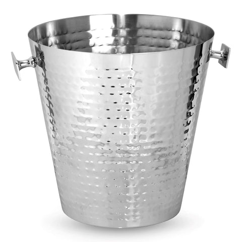 Image of Hammered Wine Chiller Bucket Stainless Steel Beverage Tub with Handles
