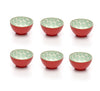 Embossed Rose Colored Porcelain Stamped Bowls, 3 Inches, Set of 6