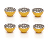 Embossed Yellow Colored Porcelain Stamped Bowls, 3 Inches, Set of 6