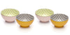 Embossed Assorted Colors Porcelain Stamped Bowls, 6 Inches, Set of 4