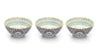 Paisley Bleu Colored Porcelain Stamped Bowls, 6 Inches, Set of 3