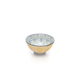 Paisley Soleil Colored Porcelain Stamped Bowls, 4 Inches, Set of 6
