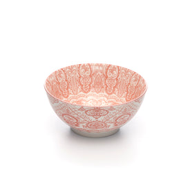 Paisley Fraise Colored Porcelain Stamped Bowls, 6 Inches, Set of 3