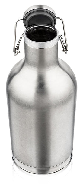 Brilliant - Europa Stainless Steel Beer Growler, Double Walled, 64 oz. 1.8 Liter