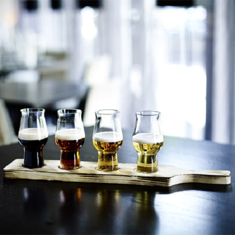Image of Craft Beer Tasting Flight Set with Drop Through Wooden Paddle