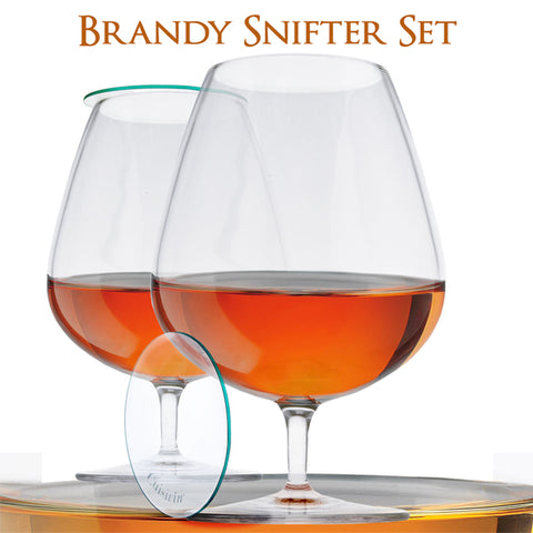 Image of Brandy Snifter Set of 2 Brandy Glasses with Glass Lids in a Gift Tube