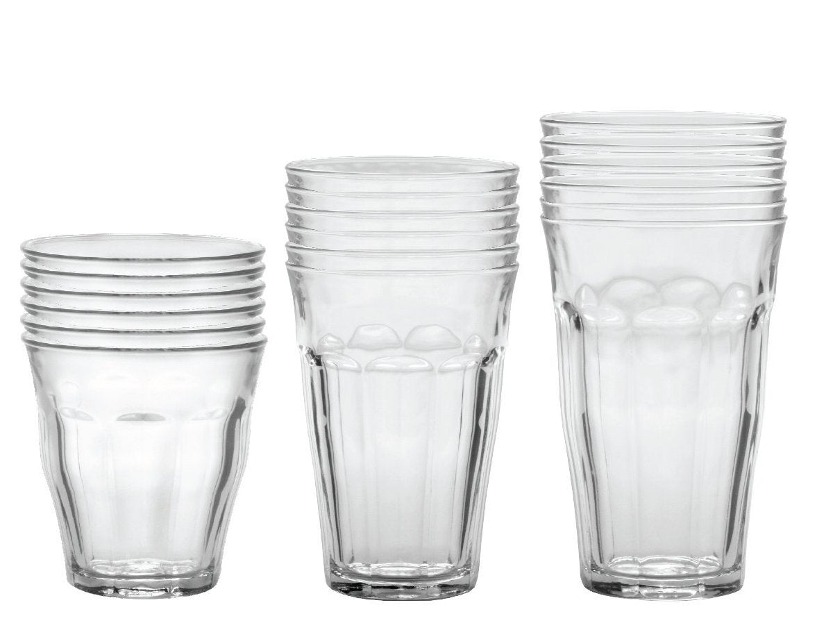 Duralex - Picardie Clear Tumbler 18 pcs Set - 6 X 250ML, 6 X 360ML 6 X 500ML