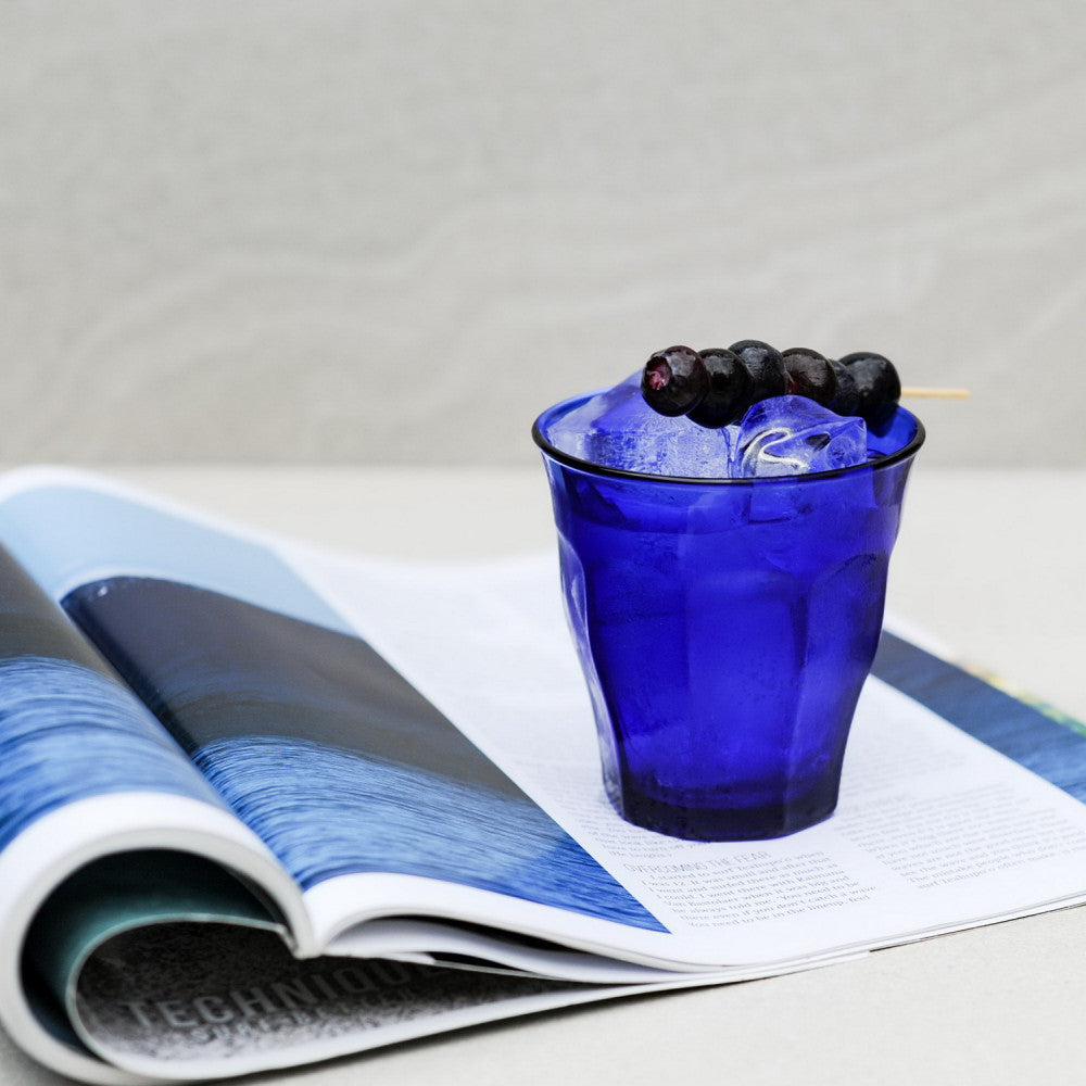 Duralex Picardie Sapphire Blue Glass Tumblers 8 Ounces (250ml) Set of 6