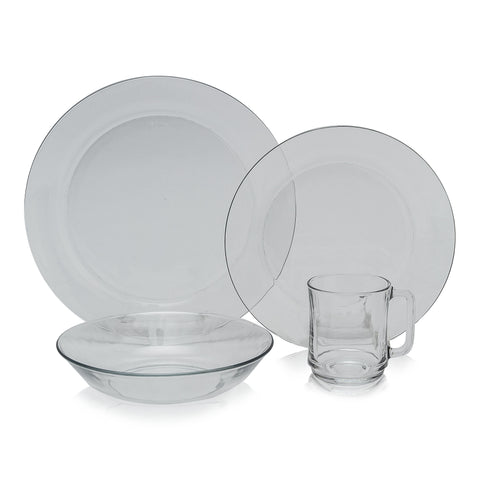 Image of Duralex - Clear Glass 24pc Dinnerware Set, Service for 6