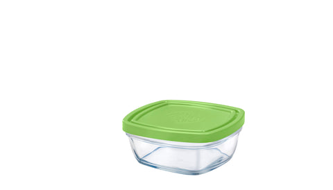 Duralex - Lys Square Stackable Bowl with Green Lid 11 cm (4 1/8 in)