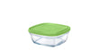 Duralex - Lys Square Stackable Bowl with Green Lid 14 cm (5 1/2 in)