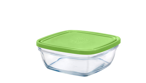 Duralex - Lys Square Stackable Bowl with Green Lid 17 cm (6 3/4 in)