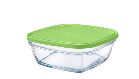 Duralex - Lys Square Stackable Bowl with Green Lid 20 cm (8 1/8 in)