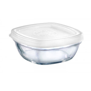Duralex - Lys Square Stackable Bowl with White Lid 9 cm (3 1/2 in)