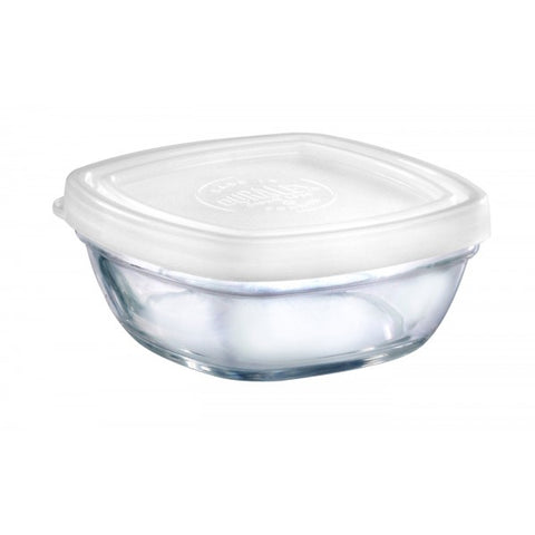 Image of Duralex - Lys Square Stackable Bowl with White Lid 9 cm (3 1/2 in)