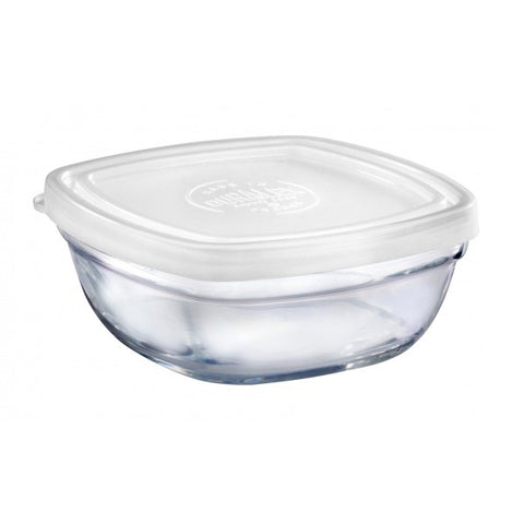 Duralex - Lys Square Stackable Bowl with White Lid 11 cm (4 1/8 in)