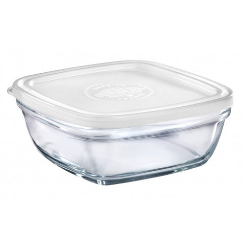 Image of Duralex - Lys Square Stackable Bowl with White Lid 20 cm (8 1/8 in)