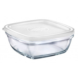 Duralex - Lys Square Stackable Bowl with White Lid 20 cm (8 1/8 in)