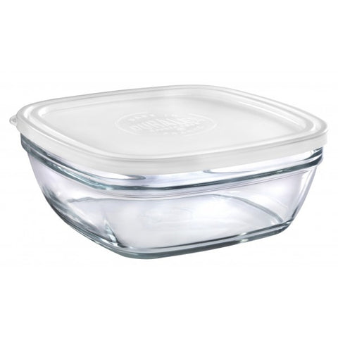 Image of Duralex - Lys Square Stackable Bowl with White Lid 23 cm (9 1/8 in)