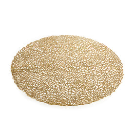 Gold Round Vinyl Placemats Set of 4, 15 Inches