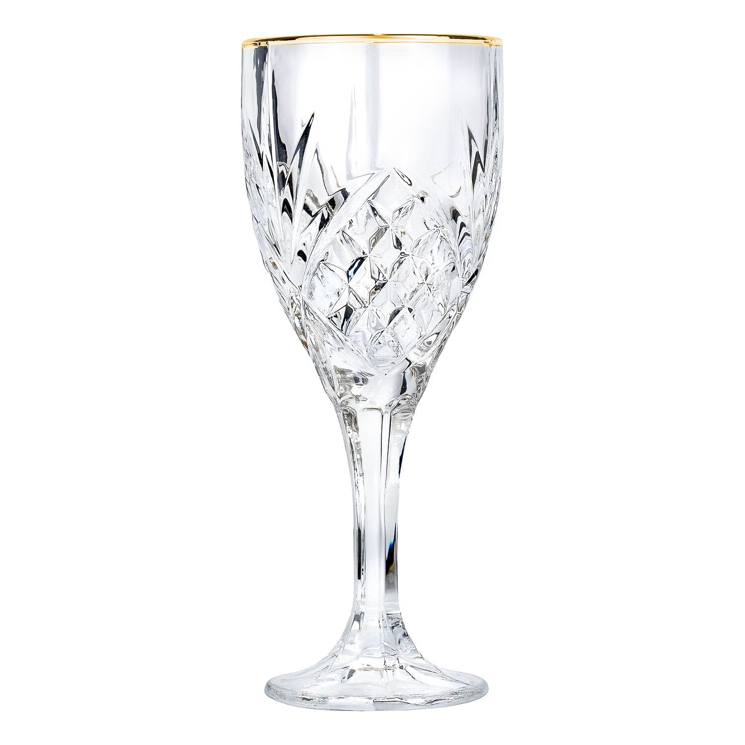 Set of 4 Modern Laser Cut Rim 24 Oz Wine Glasses Made of Crystal