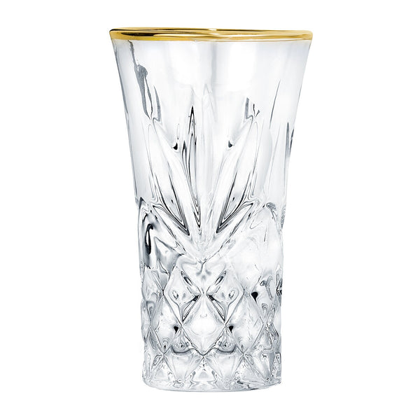 Ashford Non-Leaded Crystal Highball Glasses with Gold Rim 11 Ounces, Set of  4