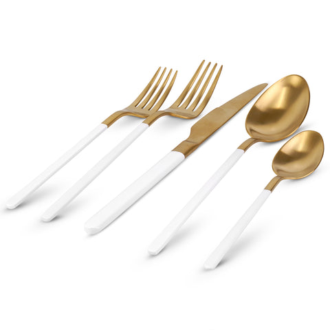 Kimono White and Gold Cutlery Set, 20 Pieces - Service for 4