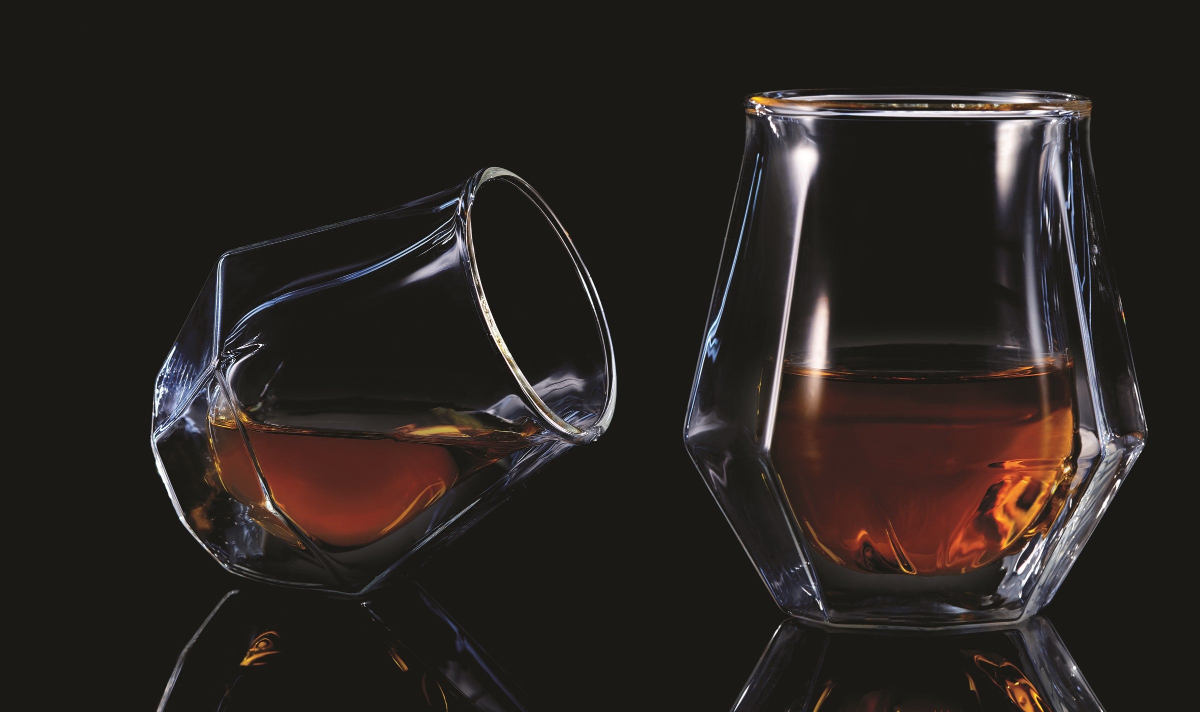 Double Wall Diamond Whisky Glass 6.8 Ounces, Set of 2