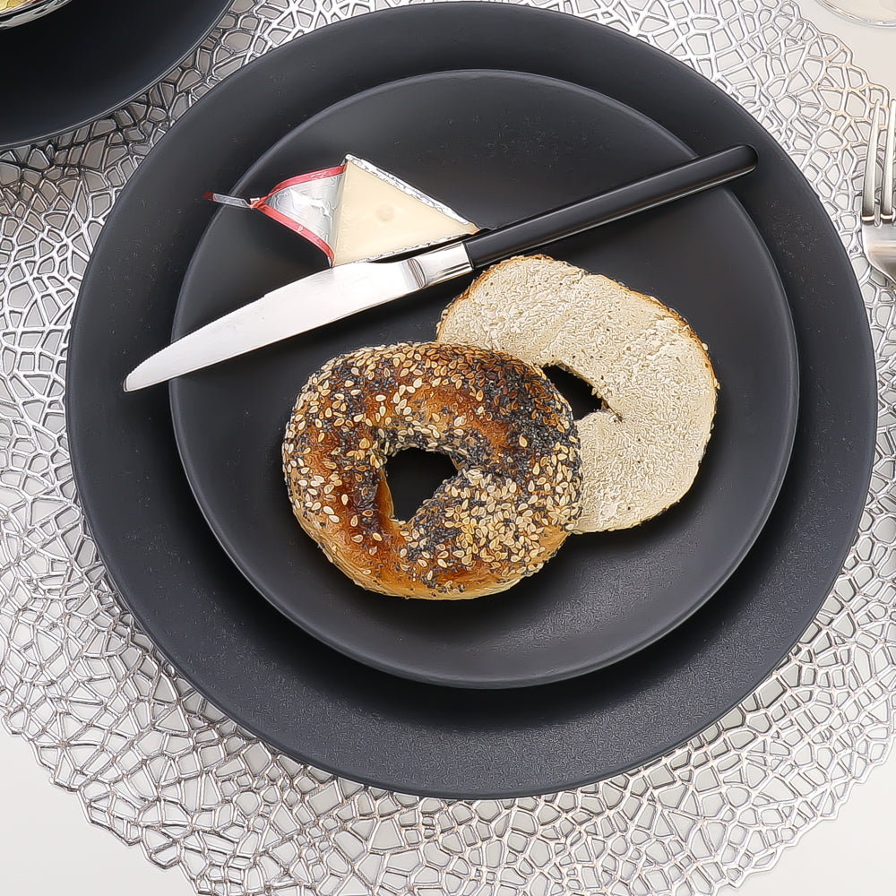 Granito Stoneware Black Pasta Bowls 8.6 Inches, Set of 4