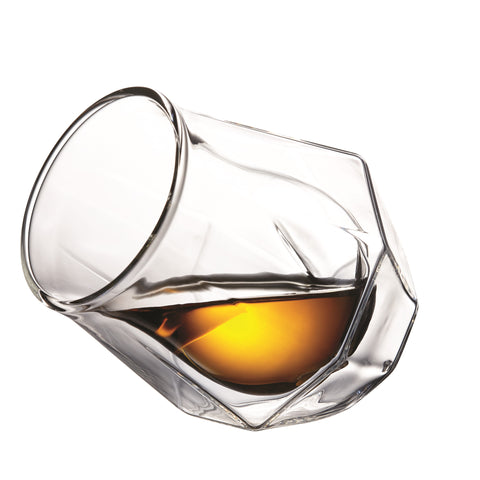 Image of Double Wall Diamond Whisky Glass 6.8 Ounces, Set of 2