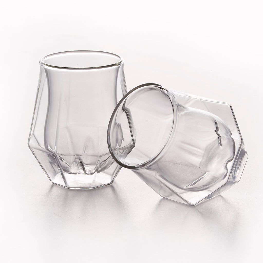 Double Wall Insulated Clear Round Glass Cups Drinking Glasses