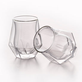 Double Wall Diamond Whisky Glass 6.8 Ounces, Set of 2