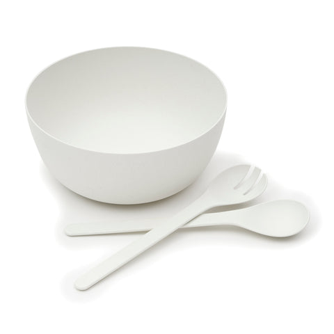 Image of Eco-Home PLA 3-Piece Salad Bowl and Server Set, White