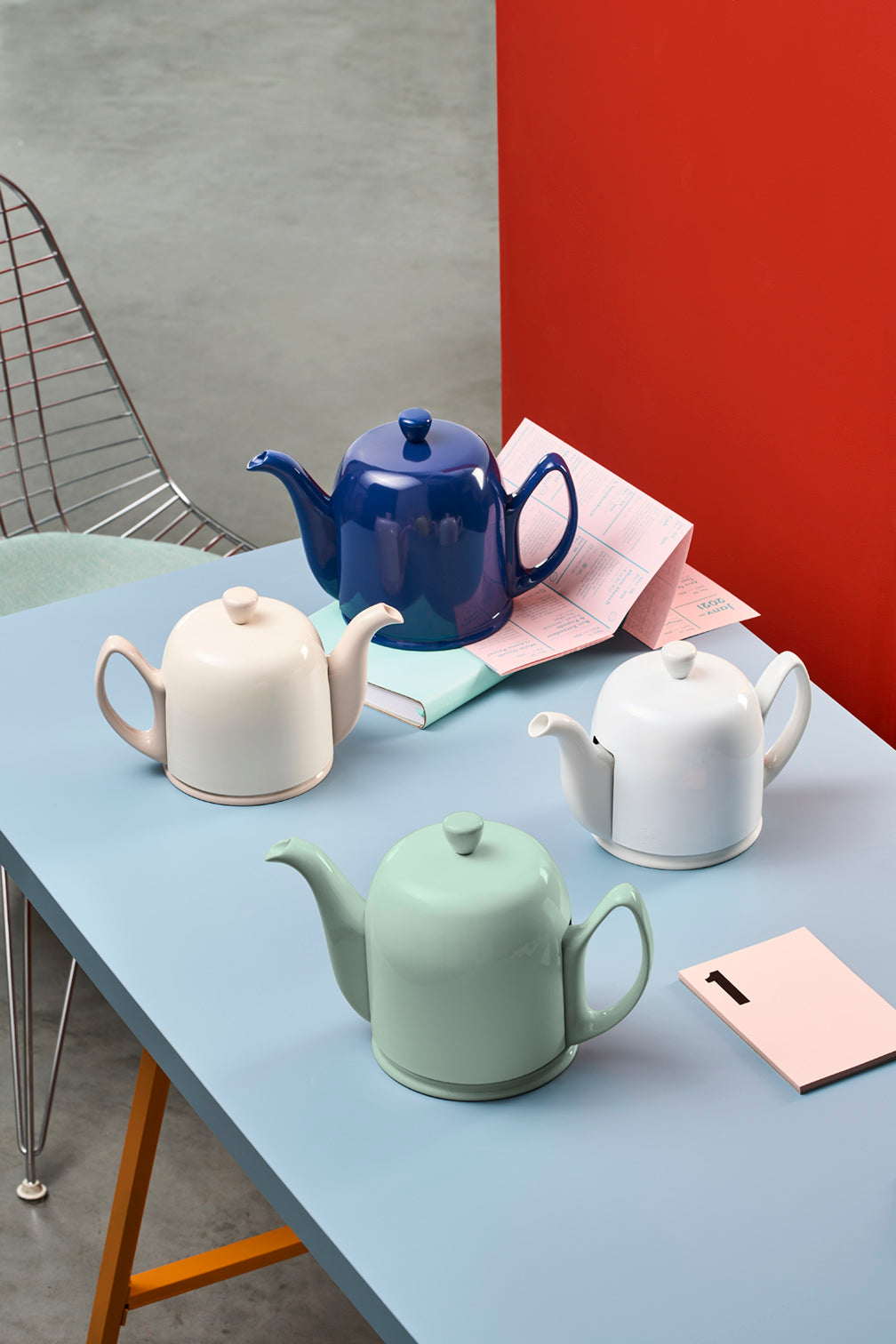 Guy Degrenne Salam Monochrome Blue 4 Cup Insulated Teapot, 24 Ounces