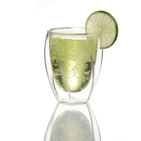 Double Wall Glass Coffee Cups, 10 oz. All Purpose Twist Double Wall Drinking Glasses, Set of 2