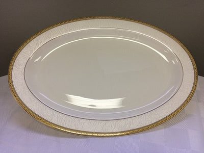 Brilliant - Imperial Gold Serving Platter 14" (White with Gold Rim)