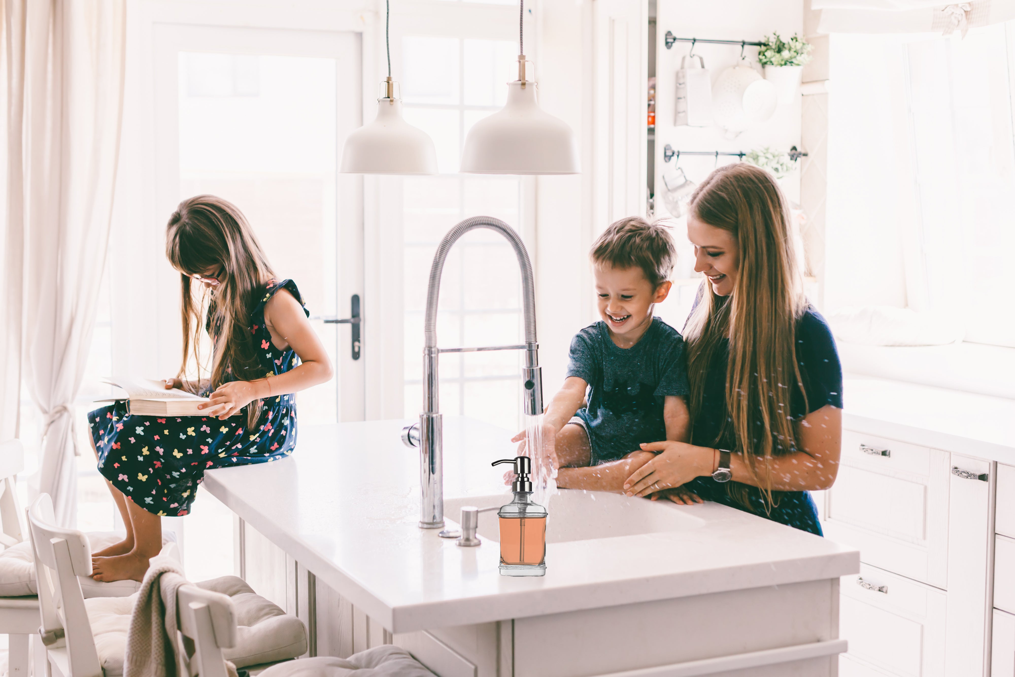 Harmony Classic Glass Hand Soap Dispenser with Pump, Set of 2