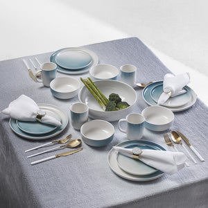 Luster Green 16 Piece Green and White Porcelain Dinnerware Set, Service for 4
