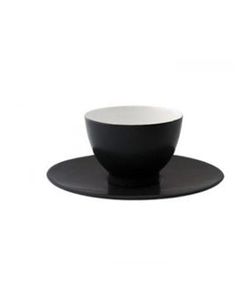Salam Matte Black Tea Bowl and Saucer by Guy Degrenne