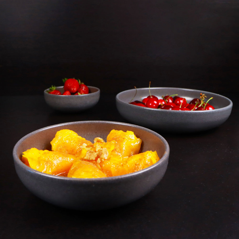 Uno Stoneware Dinnerware Individual Bowls 6.3 Inches, Sets of 4 in Assorted Colors